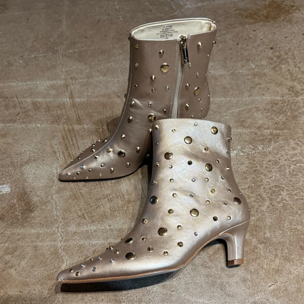 Jessica Simpson Vivianna Gold Studded Boots - Picture 1 of 7